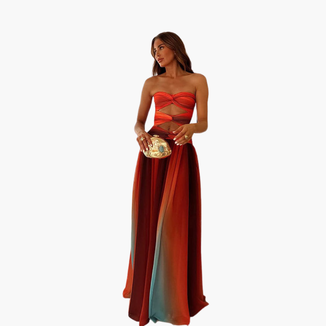 Robe longue à bandeau découpes pour femme - Style ombré