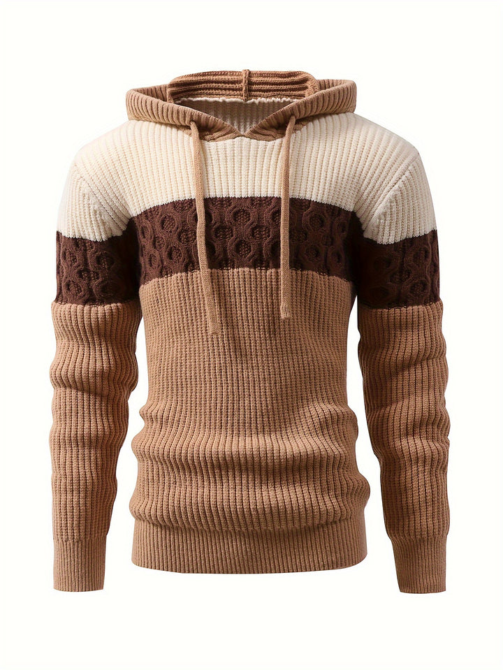 Pull à capuche homme en maille côtelée