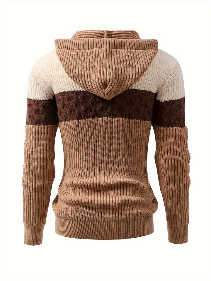 Pull à capuche homme en maille côtelée
