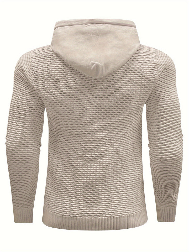 Pull à capuche homme beige tricoté
