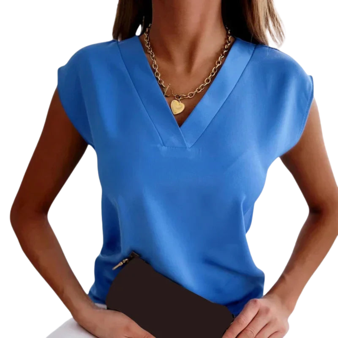 Blouse rayée col V - Haut léger d'été chic et fluide pour femme - ParisienMode