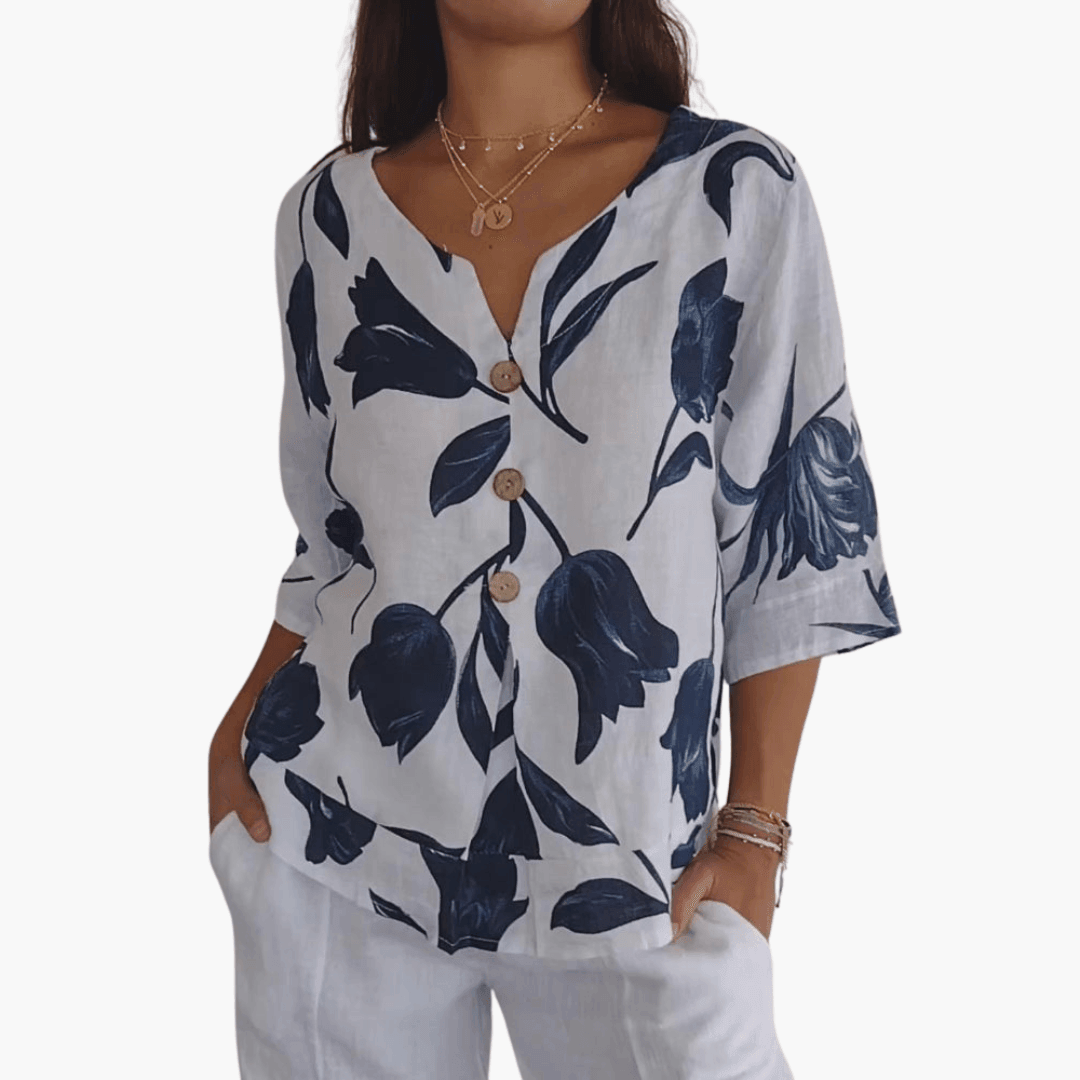 Haut Décontracté Élégant à Col V pour Femme - ParisienMode