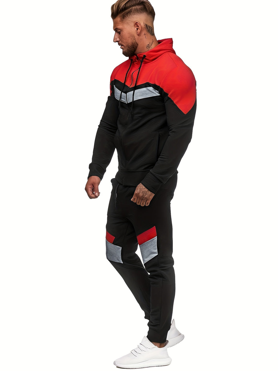 Ensemble de survêtement homme bicolore rouge et noir