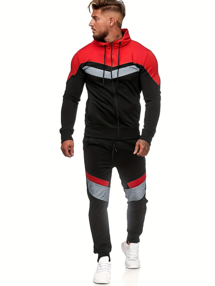 Ensemble de survêtement homme bicolore rouge et noir