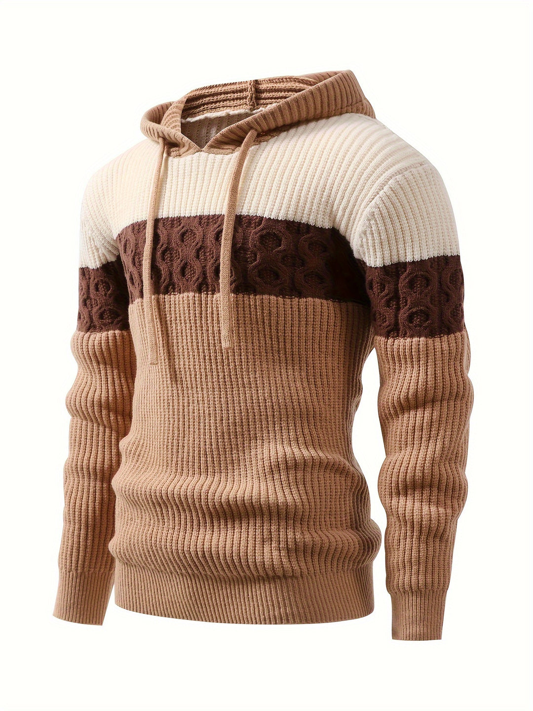 Pull à capuche homme en maille côtelée