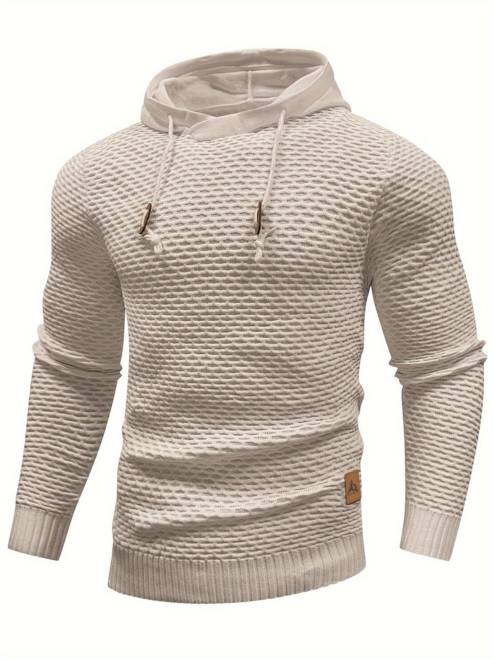 Pull à capuche homme beige tricoté