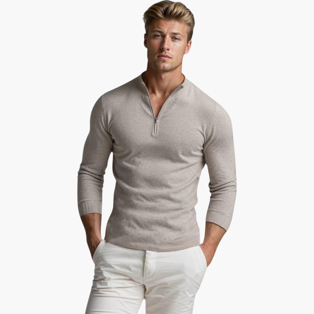 Elegant Cashmere Half-Zip Jumper for Men - ParisienMode